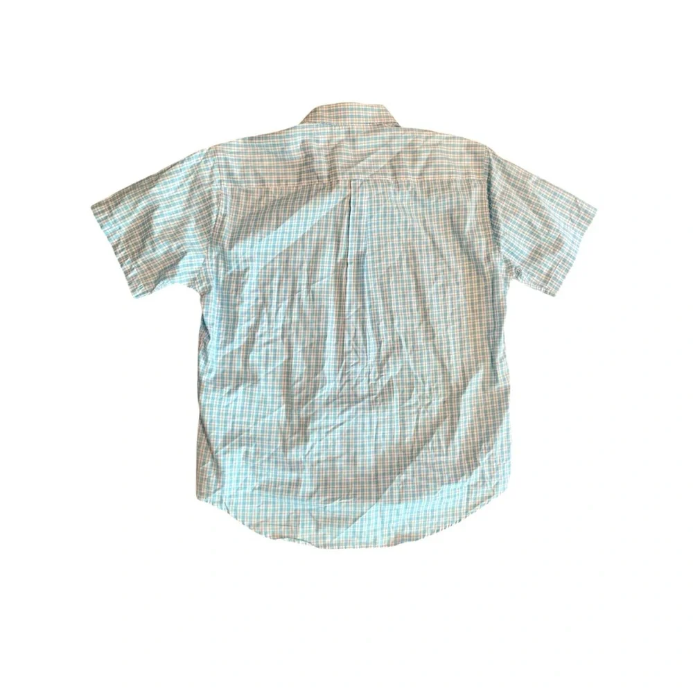 Peter Millar men’s Crown Ease blue plaid button up shirt sleeve shirt, large - Picture 5 of 7